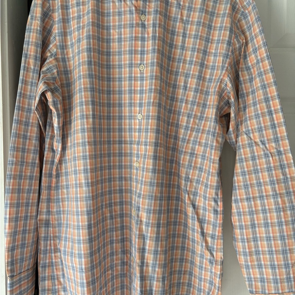 Banana Republic Men's Plaid Shirt - Blue and Peach